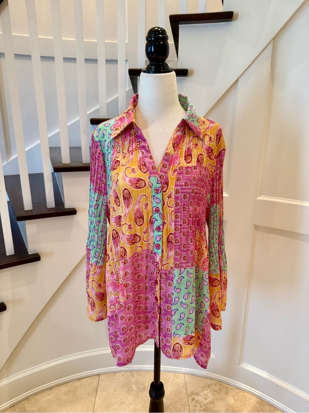 Sunny Leigh Paisley Patchwork Tunic Blouse